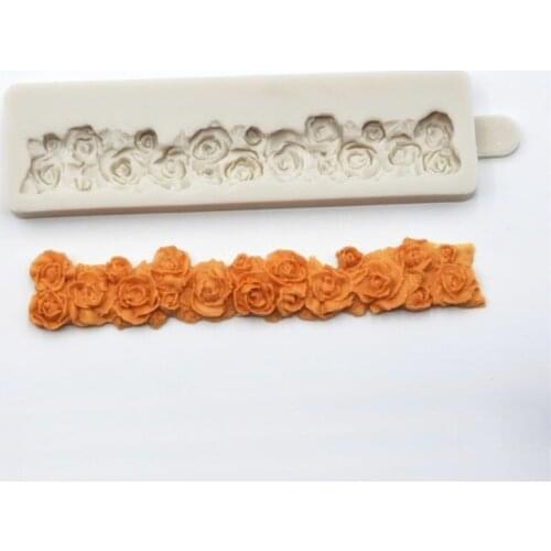 Long Shape Rose Bouquet Fondant Cake Silicone Mold Candy Chocolate Molds Cookies Mould Biscuits Baking Cake Decoration Tools