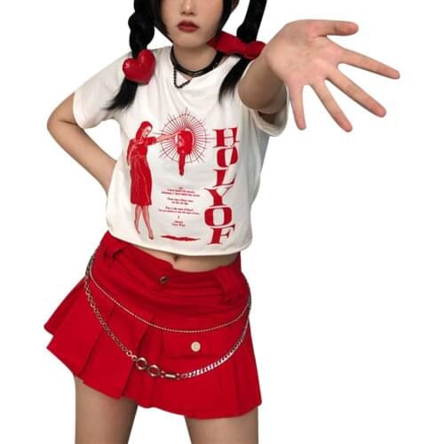 Womens Round Neck T-Shirt, Summer Trendy Letter Print Graphic Short Sleeve Loose Tops