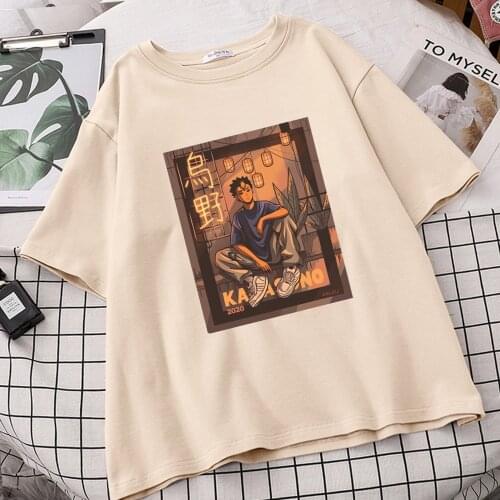 Women Anime Haikyuu T Shirt Karasuno High School T Shirts Summer Harajuku Oversized Tshirts Short Sleeve Tees Round Neck Tops