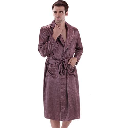 Long Sleeve Satin Dressing Gown Mens Bath Robe Silk Robe Satin Bathrobe Noble Mens Sleepwear Home Clothing Indoor Clothing