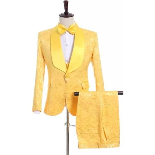 Customize Shawl Lapel Handsome Groom Tuxedos Groomsmen Suit Best Man Wear Mans Suits For Wedding Three Piece(Jacket+Pants+Vest)