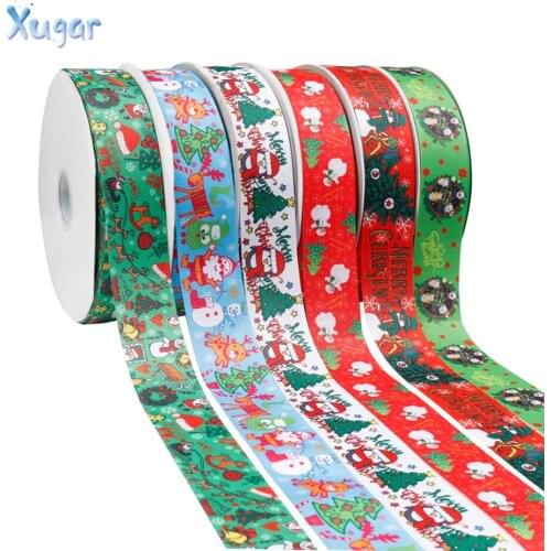 Xugar 2Yards Wide 38mm Christmas Theme Ribbon Grosgrain Ribbon For Gift Wrapping DIY Hair Bows Home Decoration Accessories