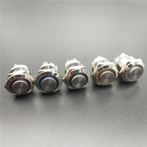 19mm Metal brass Push Button Switch High head illumination ring Momentary self reset 1NO Car press button