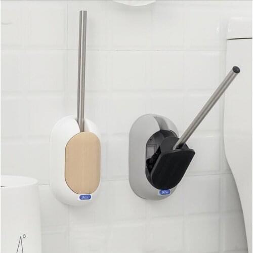 Fashion Nail Free Bathroom Toilet Brush Holder White ABS Material no dead corner brush item durable type