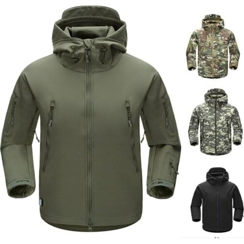 Mens Top Plus Velvet Soft Case Raincoat Jacket Soft Case Windproof Waterproof Outdoor Camouflage Mountaineer