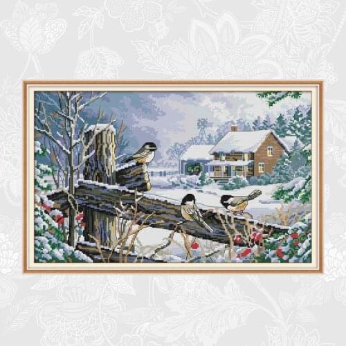 Bird On the Fence Cross Stitch kits Ecological Cotton Aida Fabric 14CT 11CT DIY Handmade Crafts New Store Sales Promotion