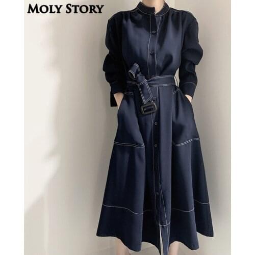 2020 New Women Maxi Wrap Coat Turtleneck Trench Coat Elegant Plus Size Long Trench Coat