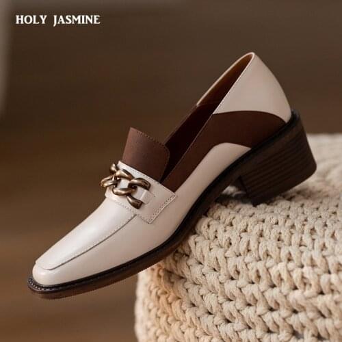 2021 Spring Autumn New Women Shoes Platform Thick Botton Round Toe Shoes Woman Heels Working Genuine Leather Chunky Heels Pumps