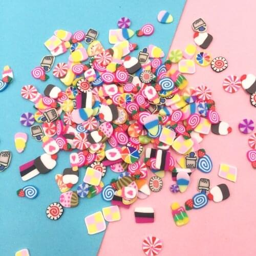 100g Polymer Clay Colorful Candy Cake Slices Sprinkles for Crafts DIY Making Nail Arts Decoration Slime Material Accessories