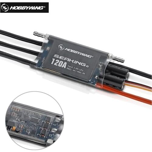 Hobbywing Seaking Pro 120A Waterproof Brushless ESC Speed Controller for RC Toy Boat SeaKing-120A-Pro (Professional Edition)