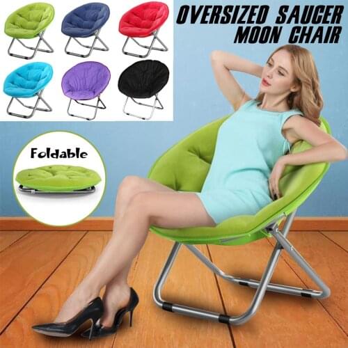 Folding Large Round Moon Sauce Chair Light Luxury Fabric Single Sofa Living Room Balcony Bedroom Simple Modern Leisure Chair