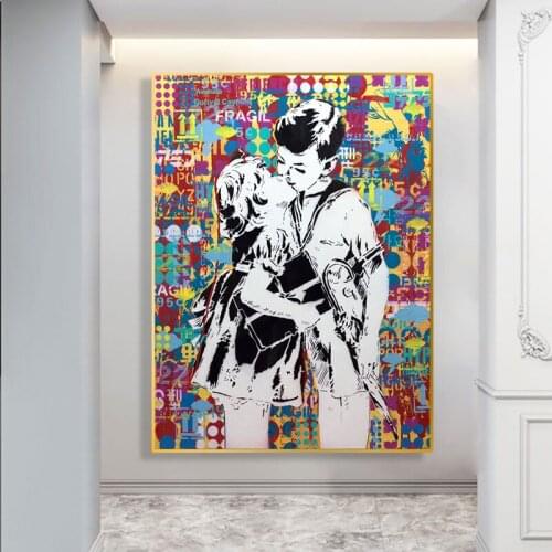 Modern Street Graffiti Art Canvas Painting on The Wall Posters and Prints Boy Kiss Girl Wall Art Picture for Living Room Decor