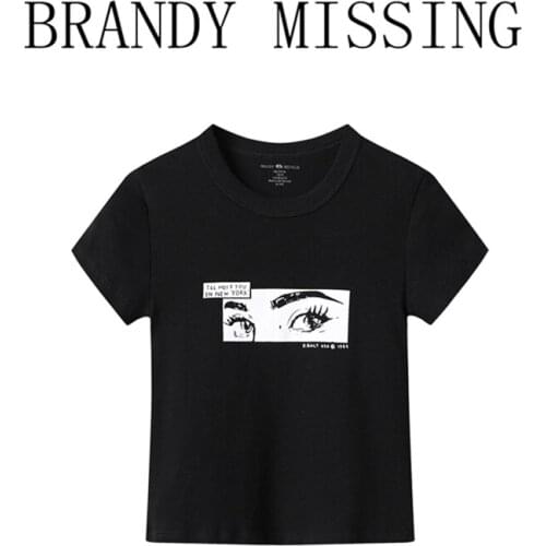 Slim Girls Soft Cotton O Neck T-shirt 2021 Summer Fashion Ladies Casual Women Black Retro Big Eyes Top