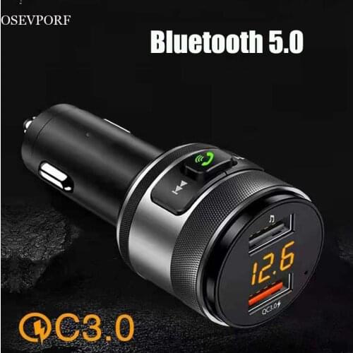 Dual USB Car Charger for Huawei P40 P30 Pro Xiaomi Handsfree FM Transmitter MP3 Quick Charge for iPhone 12 11 Pro Max 7 8 Plus