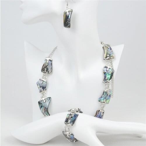 Natural Abalone Shell Necklace Bracelets Earrings Jewelry Set Geometric Party Evening For Women Girls Fine Jewelry Set Accessory