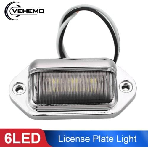 Vehemo License Plate Light 6 LED Rear Tail Licence Number Plate Light Lamp LED Universal For Trailer Truck Lorries