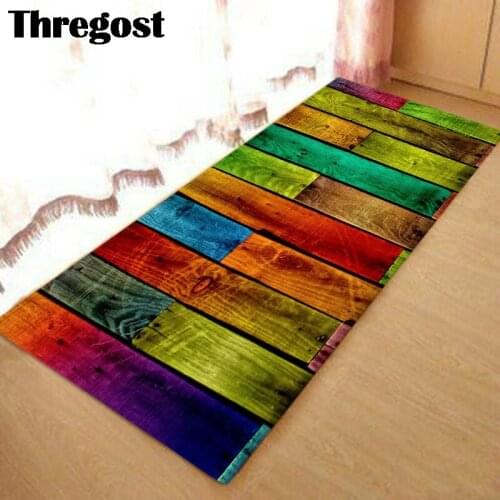 Thregost Microfiber Floor Mat Striped Printed Kitchen Rugs Washable 3D Rug Water Absorbent Carpet Christmas Decorations for Home