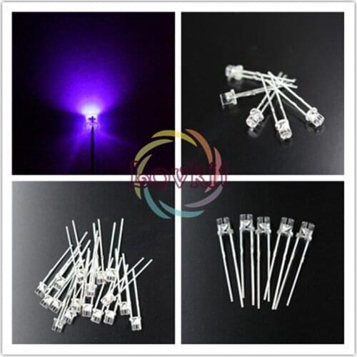 High Quality 1000pcs 3MM Flat Top Purple led Urtal Bright Wide Angle light Emitting Diode Electronic Components Wholesale Retail