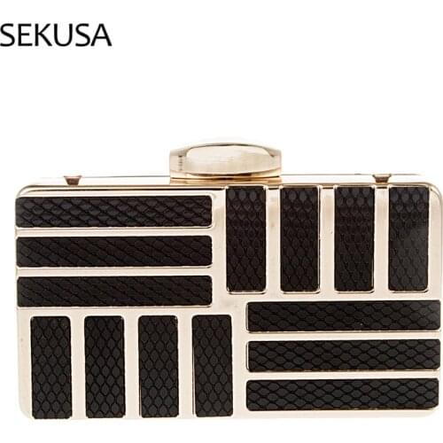 Sexy Leopard Women Day Clutch Golden Metal Hollow Out Chain Shoulder PU Ladies Dress Evening Bags Party Dinner Purse