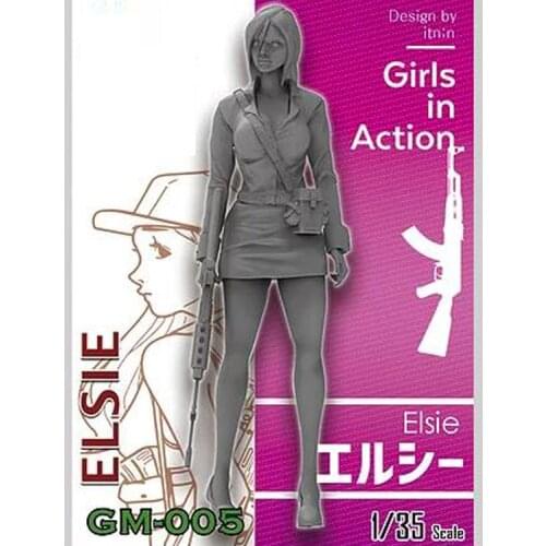 1/35 Resin Elsie girls diy action gundam model kit train scale machine movie game toys for children man lance pierre
