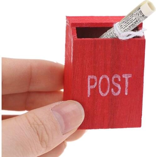 1Pcs 1:12 Dollhouse Miniature Red Retro Mailbox with Newspaper DIY Doll House Accessories