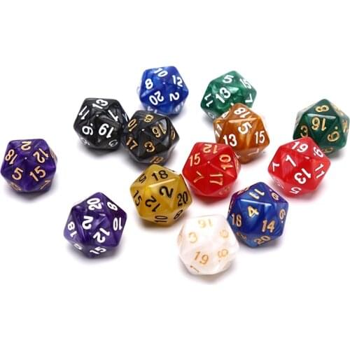 1PC Acrylic 20 Sided Dice Durable Pearlized D20 Dice for Board Game
