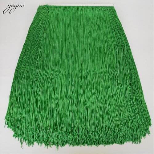 10Yards/lot 50cm Wide Green Lace Fringe Trim Tassel Fringe Trimming For DIY Latin Dress Stage Clothes Accessories Lace Ribbon