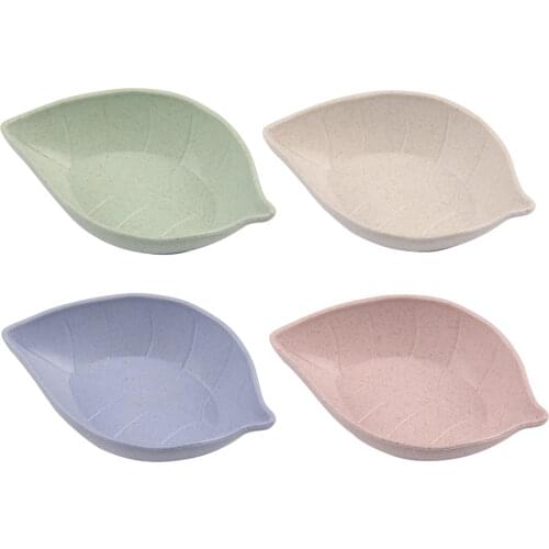 4Colors Creative Wheat Straw Plates Natural Degradation Leaf Shaped Plate Sauces Plate Snacks Vinegar Dish Kitchen Supplies