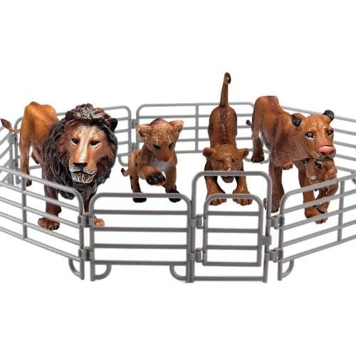 4PCS/set Simulation Mini Animal Zoo Lions Family Model Figure Doll Boys Girls Toys Scenario Car Ornaments Kids Puzzle Gift
