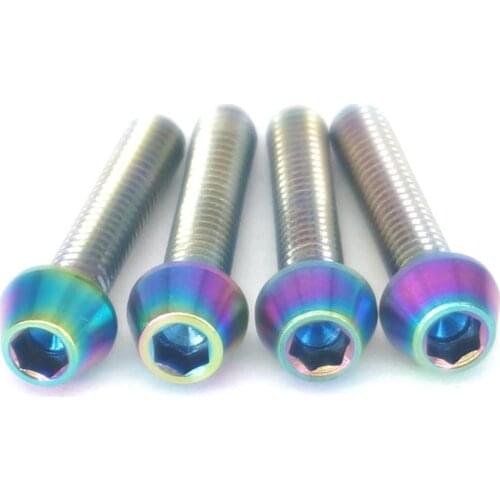 4 PCS M4x20mm Rainbow GR5 Titanium Cone head Bolts For Bike Rear Derailleur