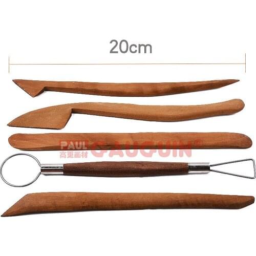5pcs set Mahogany clay sculpture tools 5-piece set wooden clay soft pottery modeling carving ceramic arts tools