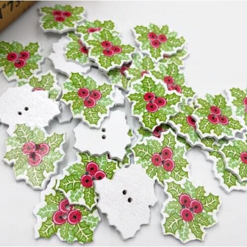 50 pcs Wooden Buttons Merry Christmas Party Supplies DIY Scrapbook Craft Wedding Decoration Hand-made Graf WB553