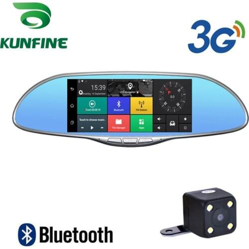 KUNFINE 10" Android GPS Navi Dash Cam Car DVR Mirror Video Recorder Dual Cameras Recording WIFI Bluetooth With 3G FM Transmit