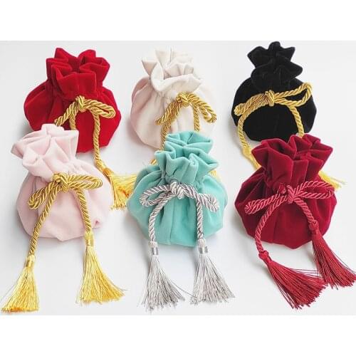 12x17cm Velvet Gift Bag with String Drawstring for Wedding Favor and Candy Gift Box Baby Shower Party Supplies Packaging Boxes