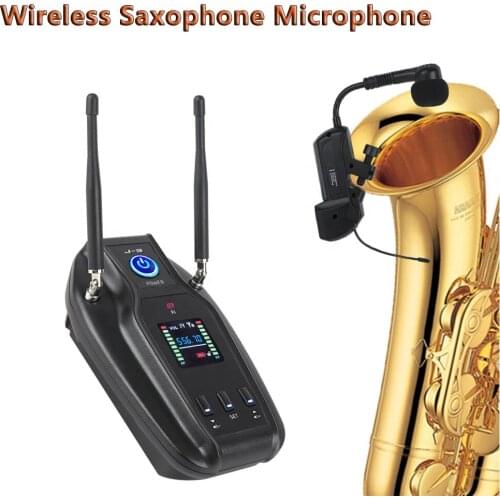 UHF True Diversity Saxophone Wireless Microphone for Sax French Horn Trumpet Trombone Instrument Professional Stage Performance