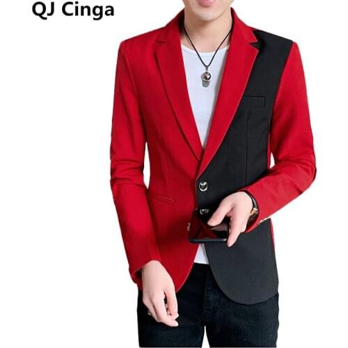Blazer Men 2021 Spring and Autumn New Fashion Trend High Quality Men Splice Single Button Slimming Blazer for Men 3xl