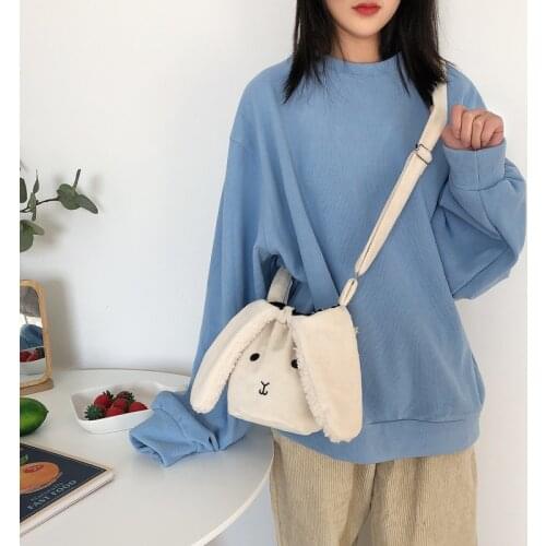 Bolsa Feminina Small Bucket Bag Soft Lamb Rabbit Velour Bag Winter Crossbody Bag For Women Japanese Lovely Shoulder Bag Women