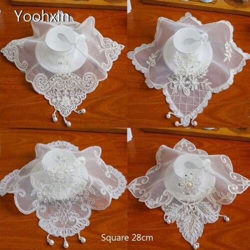 Europe beads embroidery lace table place mat cloth pad cup coaster placemat tea doily kitchen Christmas wedding decor tableware