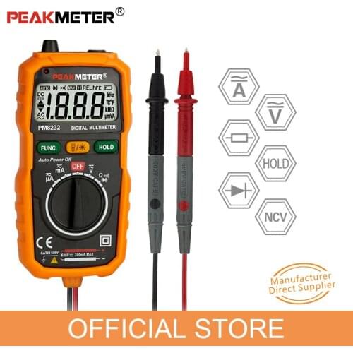 PEAKMETER PM8232 New Hot Sale Non-Contact auto Mini Digital Multimeter DC AC Voltage Current Tester PM8232 Ammeter Multi tester