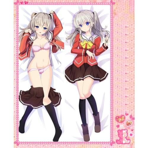 Anime Cartoon charlotte Double-Sided Bolster Hugging Pillow Case Pillow Cover Pillowcase Peach Skin 2 Way No.58001