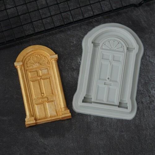 European Gate Shape Silicone Mold Sugarcraft Fondant Cake Decorating Chocolate 3D Building House Door Shape Mould