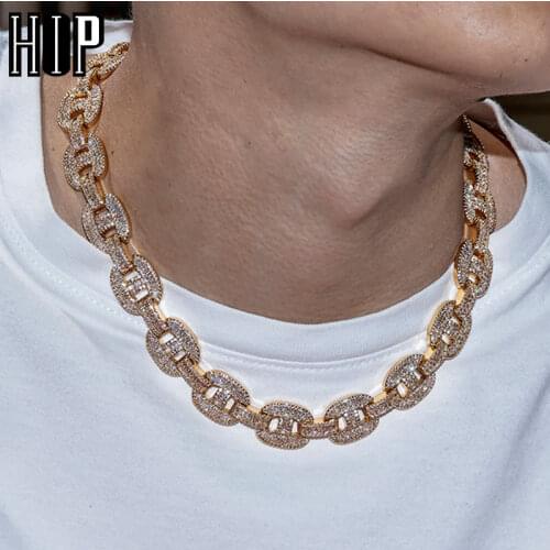Hip Hop Iced Out Miami Baguette 16MM Big Box Clasp Cuban Necklaces Silver Plated Cubic Zirconia Necklace For Mens Jewelry