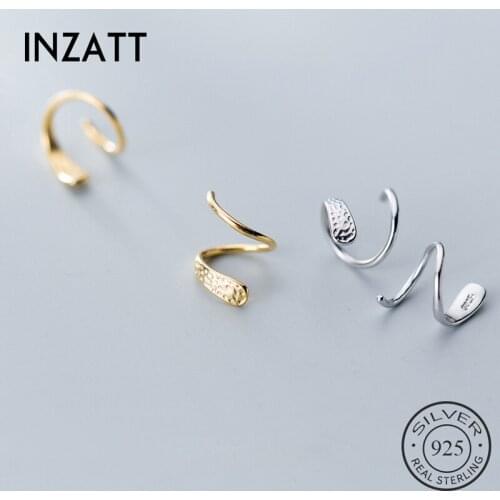 INZATT Real 925 Sterling Silver Line Spiral Hoop Earrings For Fashion Women Party Punk Fine Jewelry Minimalist Accessories