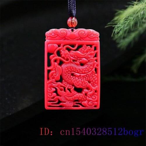 Red Jade Dragon Pendant Carved Men Chinese Fashion Charm Double-sided Jewellery Amulet Accessories Natural Gifts Necklace