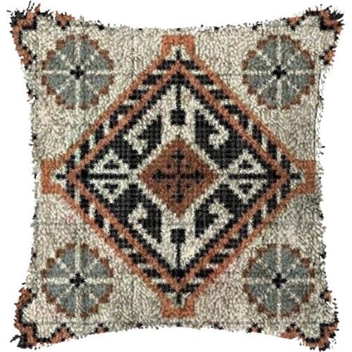 Latch Hook Cushion lattice Pillow Case Color Canvas Acrylic Yarn Latched Hook Pillow Kits Crochet Cushion Cover