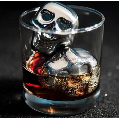 100pcs Personality 304 Stainless steel Skull Ice Cubes Whiskey Ice Drink Wiskey/wine/beer Cooler Appliances for Bar Accessories