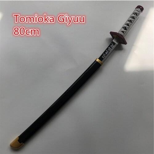 80cm Kimetsu no Yaiba Sword Weapon Demon Slayer Tomioka Giyuu Cosplay Sword 1:1 Anime Ninja Knife wood toy
