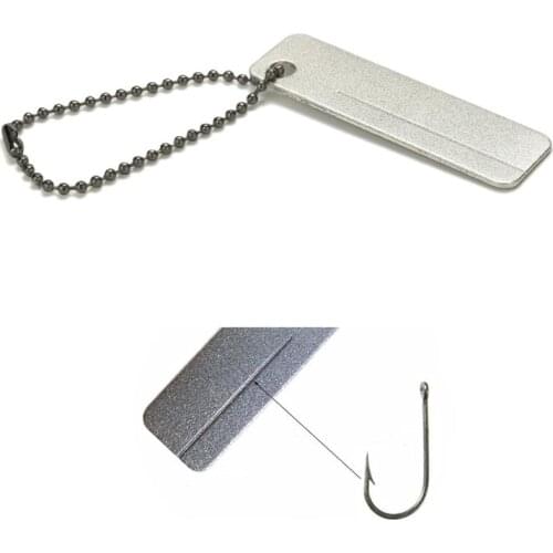 Mini Pocket Diamond Stone Sharpener Fish Hook Sharpening Grind Tools Sharpener Outdoor Keychain Hook Grinder