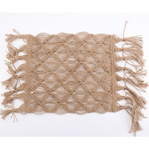 Hand Woven Hemp Rope Mat Home Decor Bay Window Living Room Coffee Hotel Carpet Photography Prop Tassel Rectangle Carpets