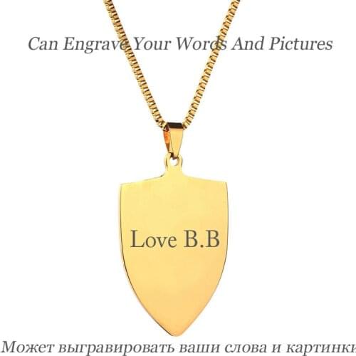 Customize Name Stainless Steel Tag Pendant Necklaces Polishing Fashoin Photo Words Engraved Necklace Gift